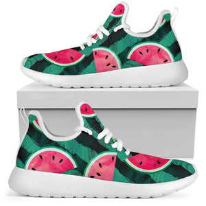 Green Striped Watermelon Pattern Print Mesh Knit Shoes GearFrost