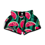 Green Striped Watermelon Pattern Print Muay Thai Boxing Shorts
