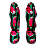 Green Striped Watermelon Pattern Print Muay Thai Shin Guard