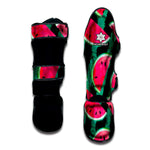 Green Striped Watermelon Pattern Print Muay Thai Shin Guard