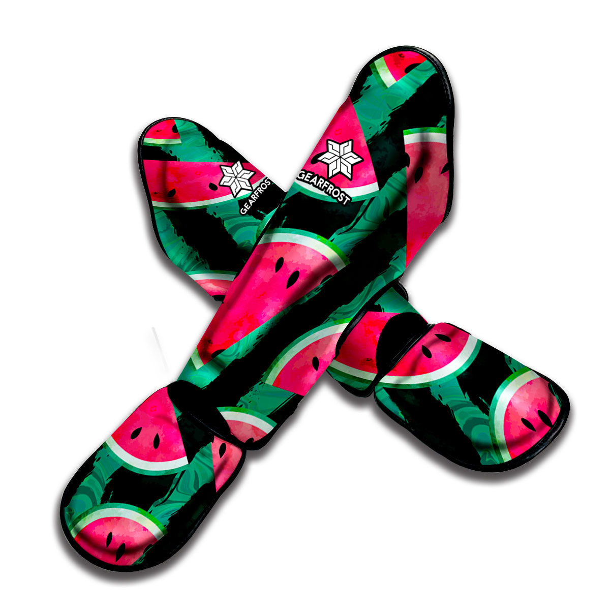 Green Striped Watermelon Pattern Print Muay Thai Shin Guard