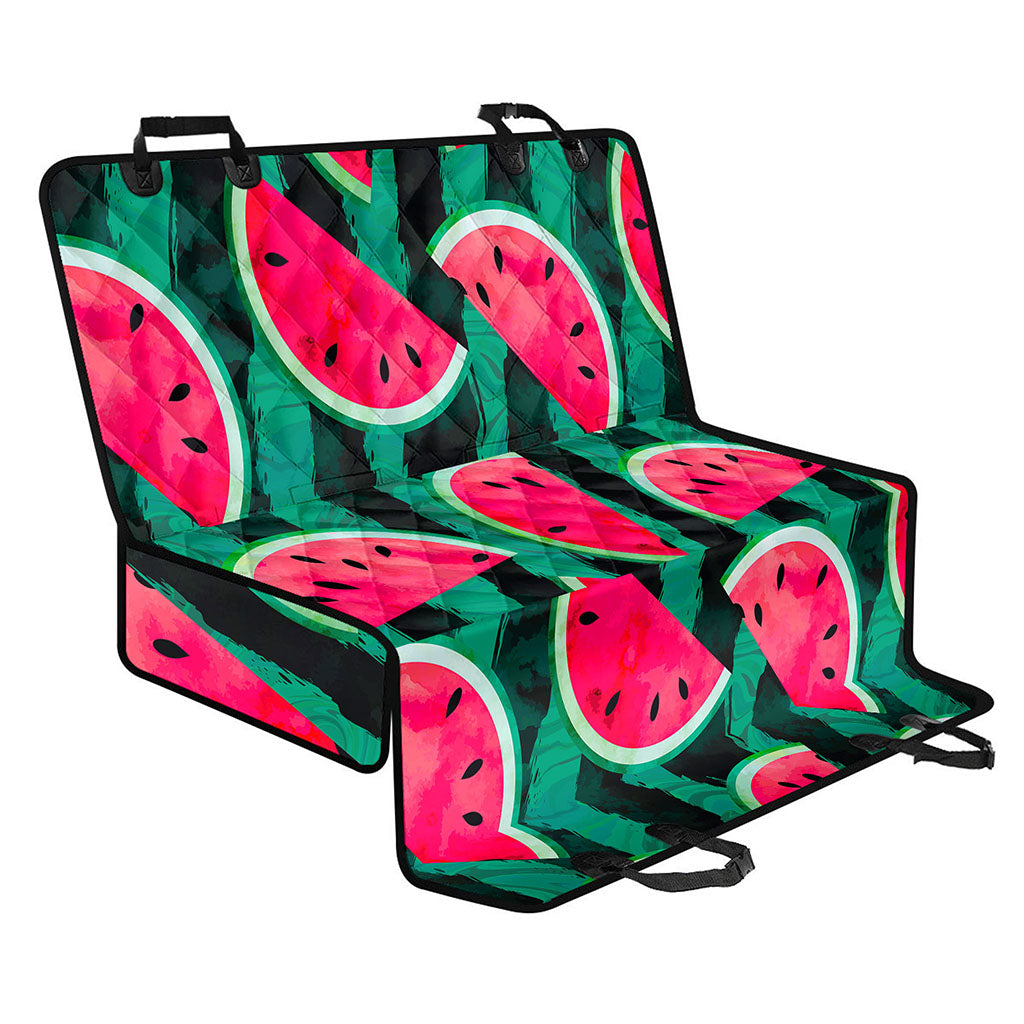 Green Striped Watermelon Pattern Print Pet Car Back Seat Cover