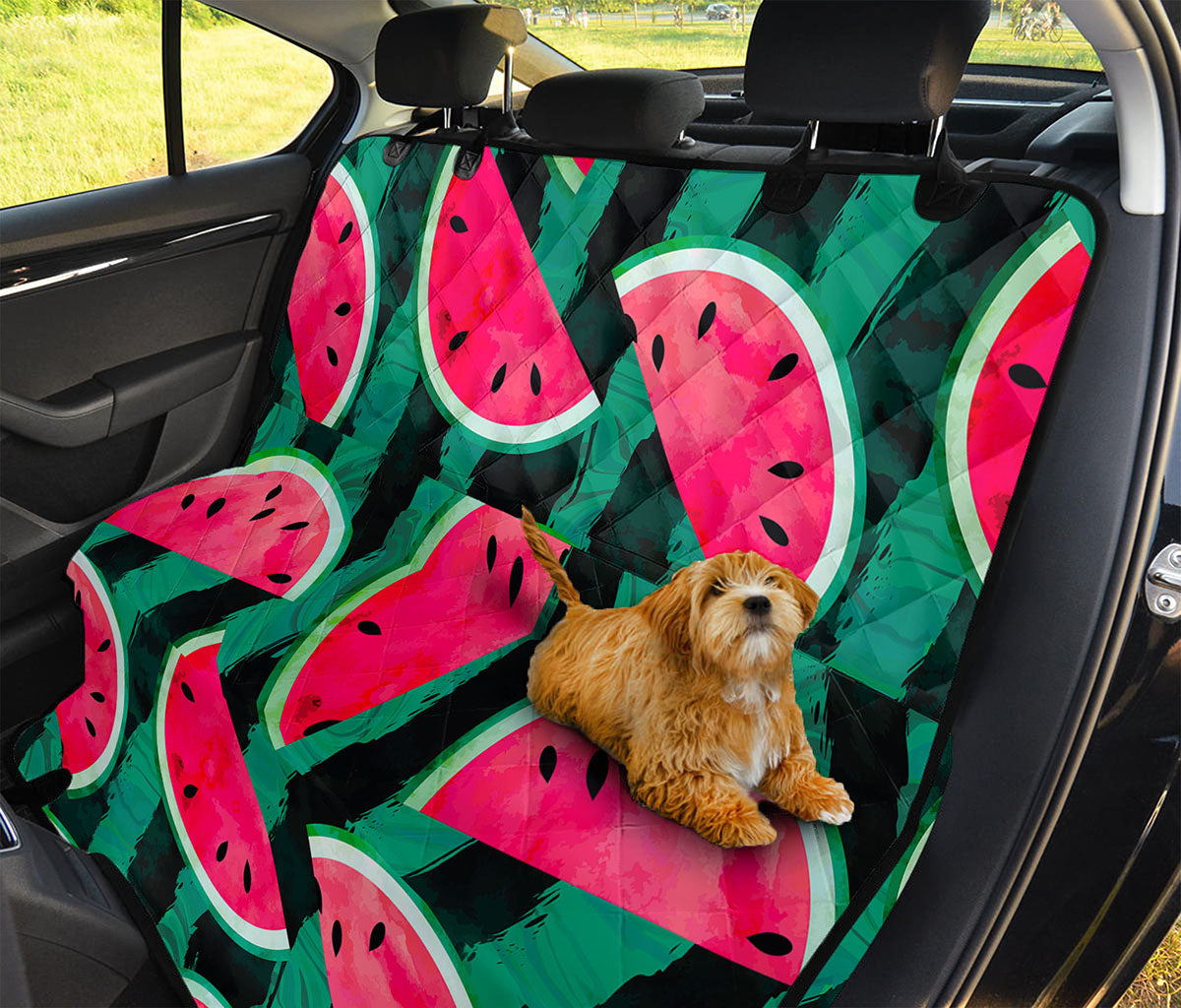 Green Striped Watermelon Pattern Print Pet Car Back Seat Cover