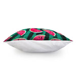 Green Striped Watermelon Pattern Print Pillow Cover