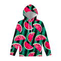 Green Striped Watermelon Pattern Print Pullover Hoodie