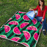 Green Striped Watermelon Pattern Print Quilt