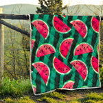 Green Striped Watermelon Pattern Print Quilt