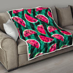 Green Striped Watermelon Pattern Print Quilt
