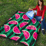 Green Striped Watermelon Pattern Print Quilt