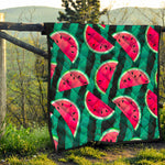 Green Striped Watermelon Pattern Print Quilt