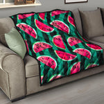 Green Striped Watermelon Pattern Print Quilt