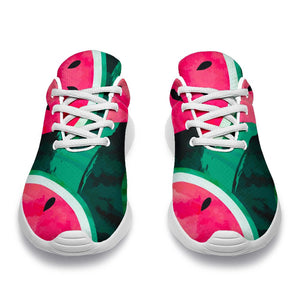 Green Striped Watermelon Pattern Print Sport Shoes GearFrost