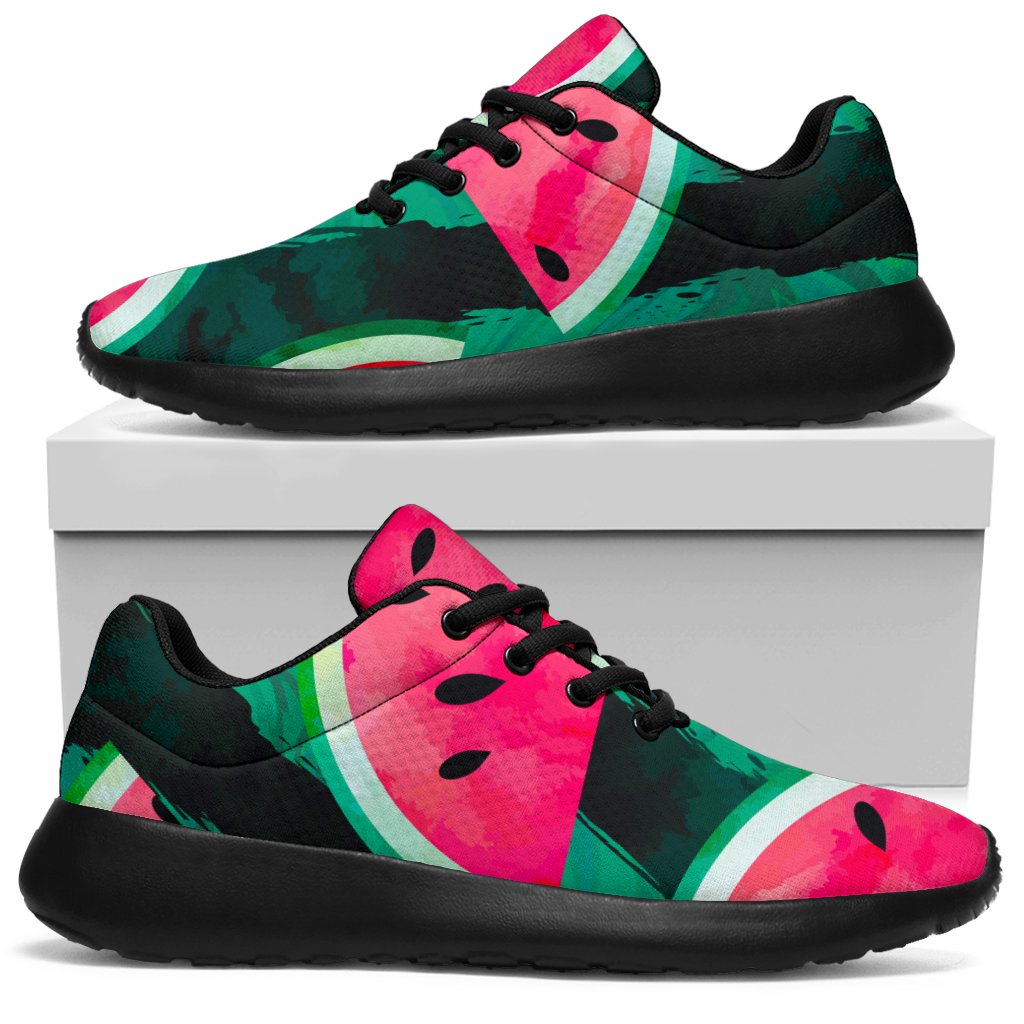 Green Striped Watermelon Pattern Print Sport Shoes GearFrost