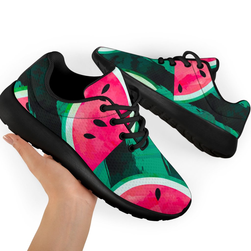 Green Striped Watermelon Pattern Print Sport Shoes GearFrost