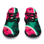 Green Striped Watermelon Pattern Print Sport Shoes GearFrost