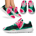 Green Striped Watermelon Pattern Print Sport Shoes GearFrost