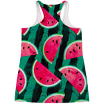 Green Striped Watermelon Pattern Print Women's Racerback Tank Top