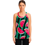 Green Striped Watermelon Pattern Print Women's Racerback Tank Top