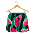 Green Striped Watermelon Pattern Print Women's Shorts