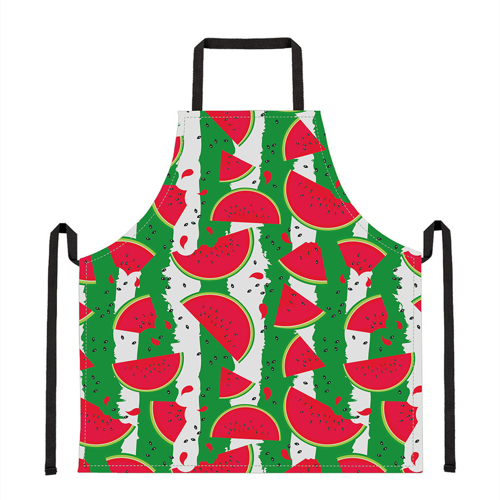 Green Stripes Watermelon Pattern Print Apron