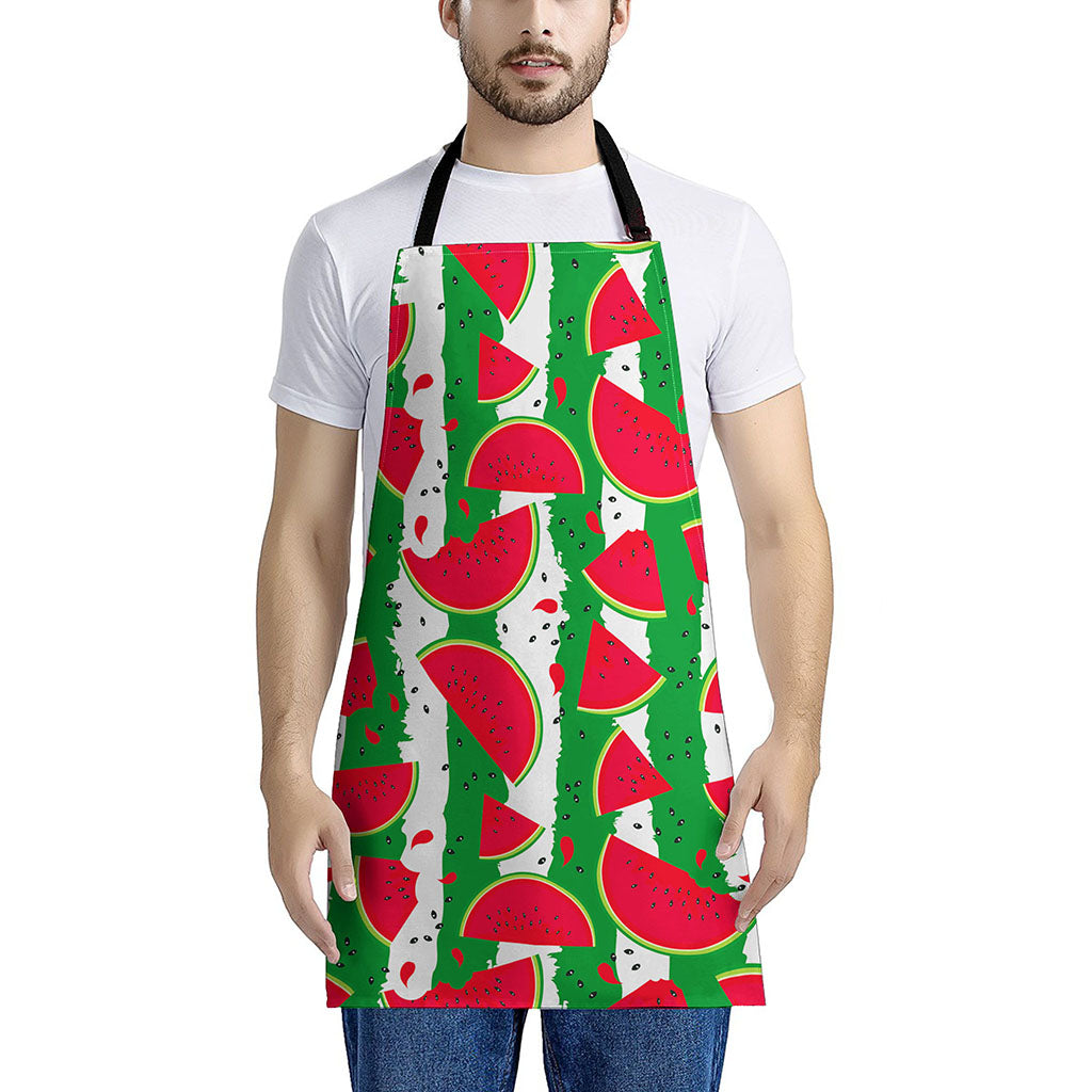 Green Stripes Watermelon Pattern Print Apron