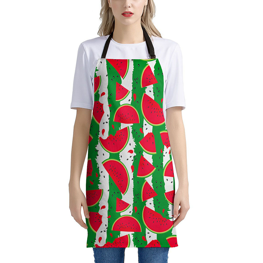 Green Stripes Watermelon Pattern Print Apron