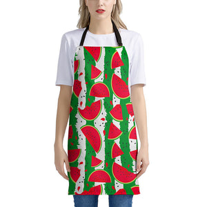 Green Stripes Watermelon Pattern Print Apron