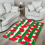 Green Stripes Watermelon Pattern Print Area Rug GearFrost