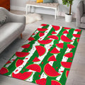 Green Stripes Watermelon Pattern Print Floor Mat