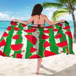Green Stripes Watermelon Pattern Print Beach Sarong Wrap