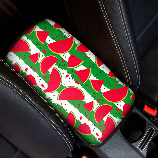 Green Stripes Watermelon Pattern Print Car Center Console Cover