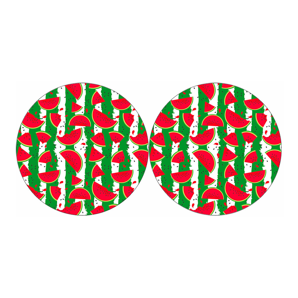 Green Stripes Watermelon Pattern Print Car Coasters