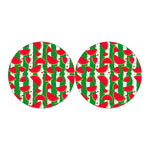 Green Stripes Watermelon Pattern Print Car Coasters