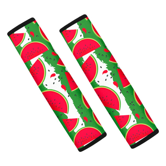Green Stripes Watermelon Pattern Print Car Seat Belt Covers