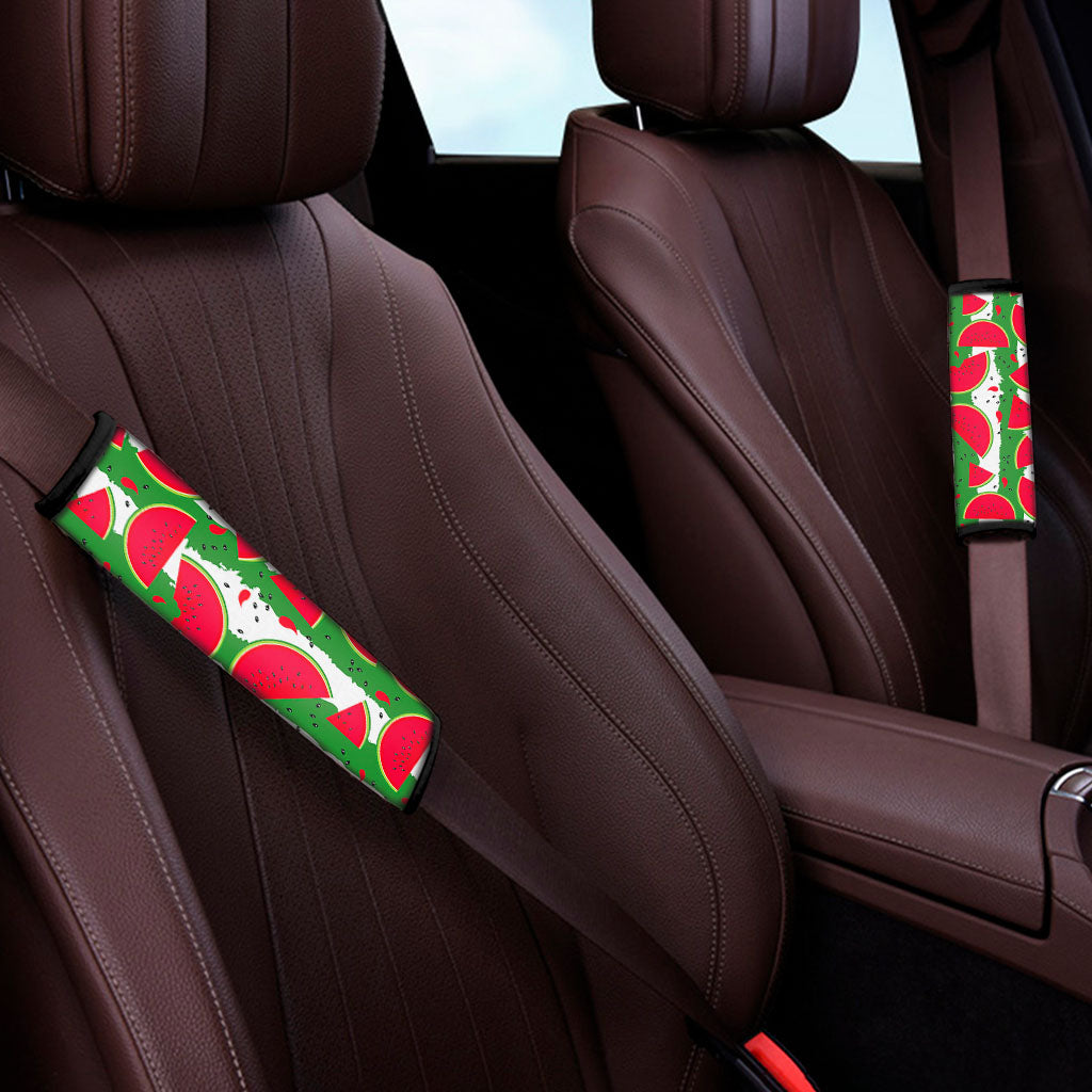Green Stripes Watermelon Pattern Print Car Seat Belt Covers