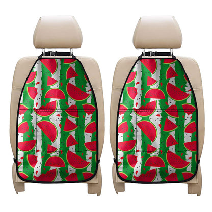 Green Stripes Watermelon Pattern Print Car Seat Organizers