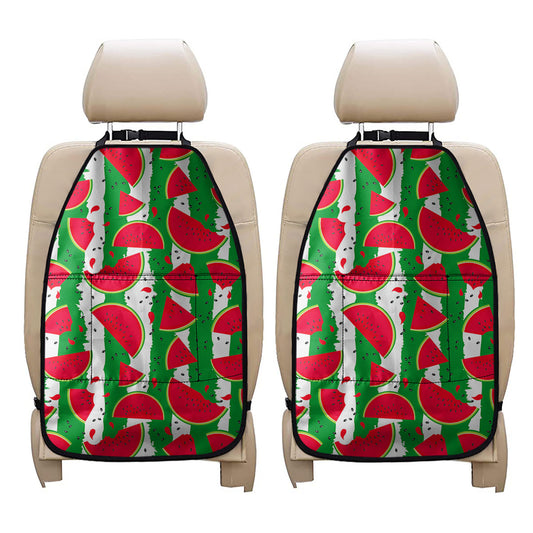 Green Stripes Watermelon Pattern Print Car Seat Organizers