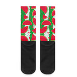 Green Stripes Watermelon Pattern Print Crew Socks