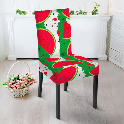 Green Stripes Watermelon Pattern Print Dining Chair Slipcover