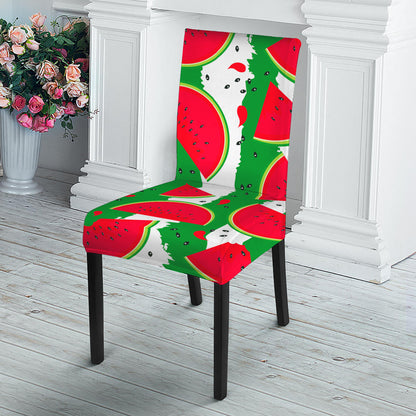 Green Stripes Watermelon Pattern Print Dining Chair Slipcover