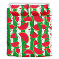 Green Stripes Watermelon Pattern Print Duvet Cover Bedding Set