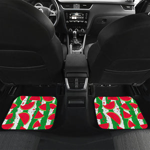 Green Stripes Watermelon Pattern Print Front and Back Car Floor Mats