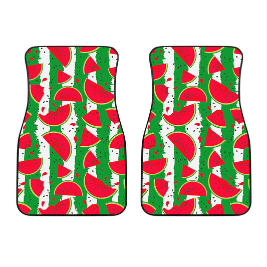 Green Stripes Watermelon Pattern Print Front Car Floor Mats