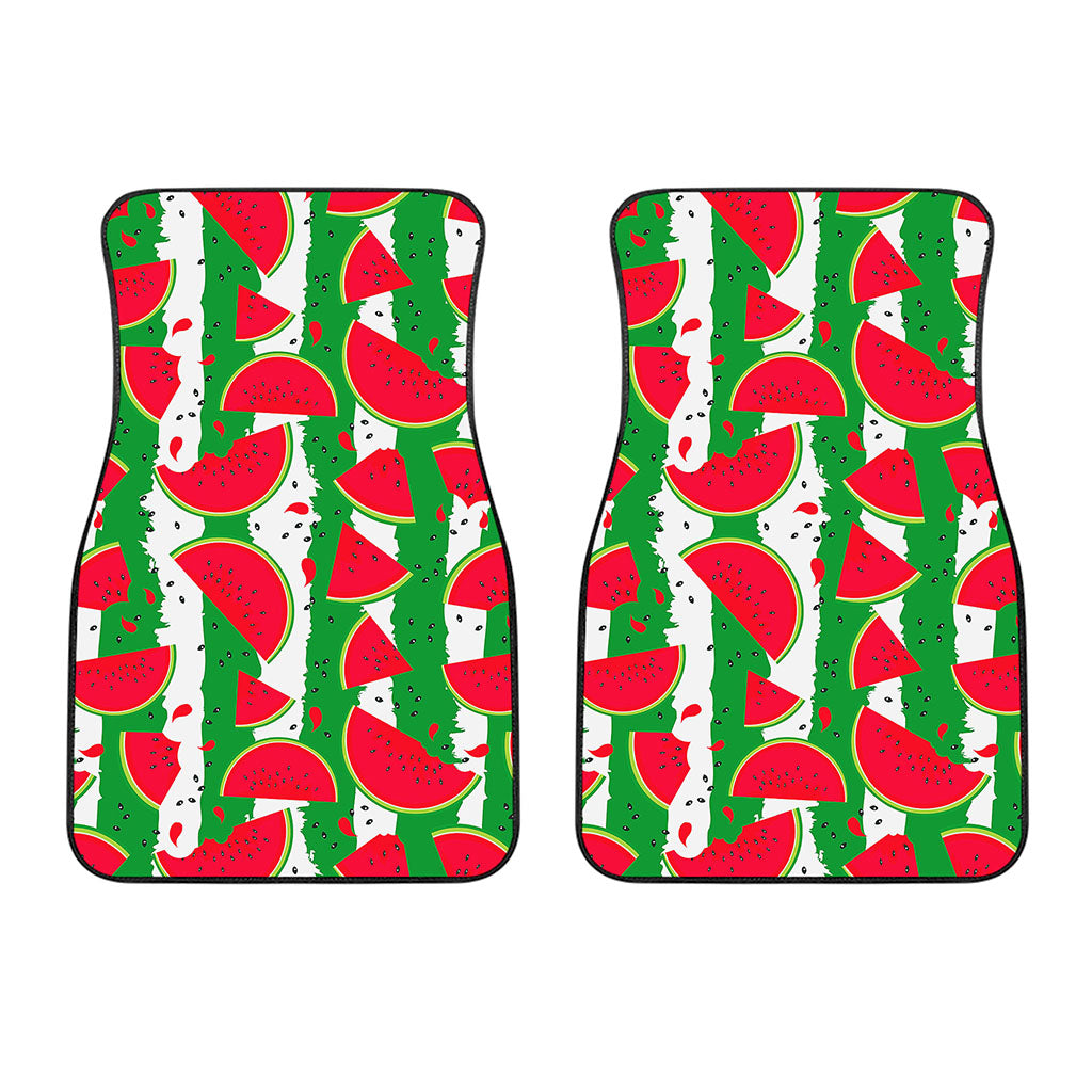 Green Stripes Watermelon Pattern Print Front Car Floor Mats