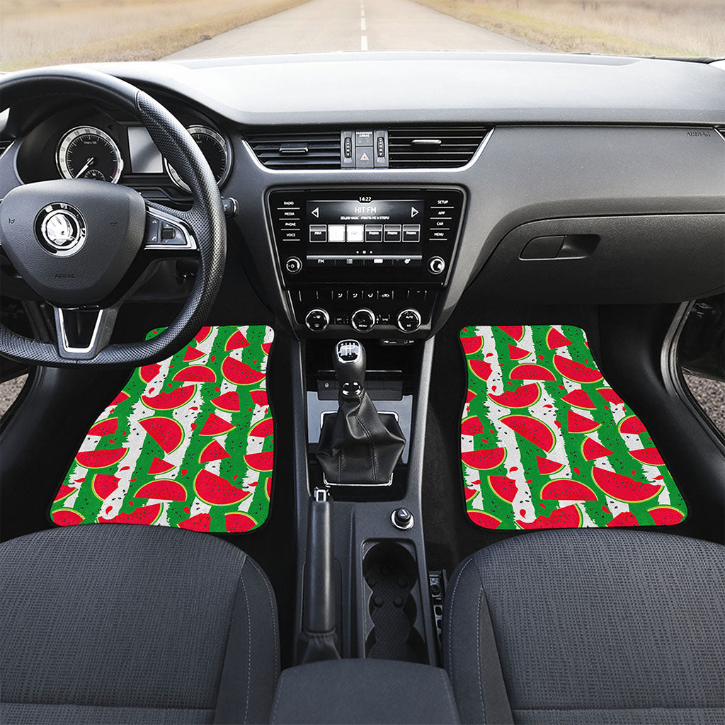 Green Stripes Watermelon Pattern Print Front Car Floor Mats