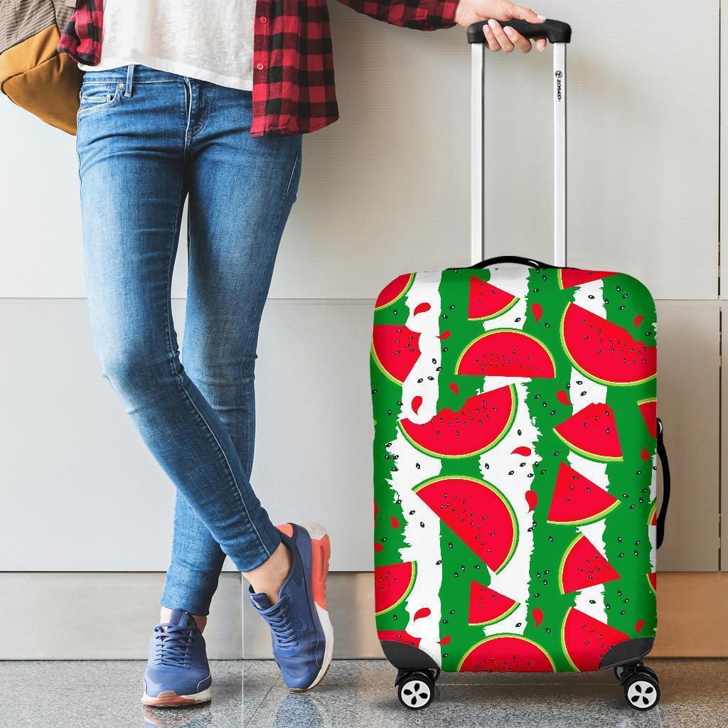 Green Stripes Watermelon Pattern Print Luggage Cover GearFrost