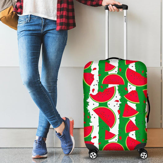 Green Stripes Watermelon Pattern Print Luggage Cover GearFrost