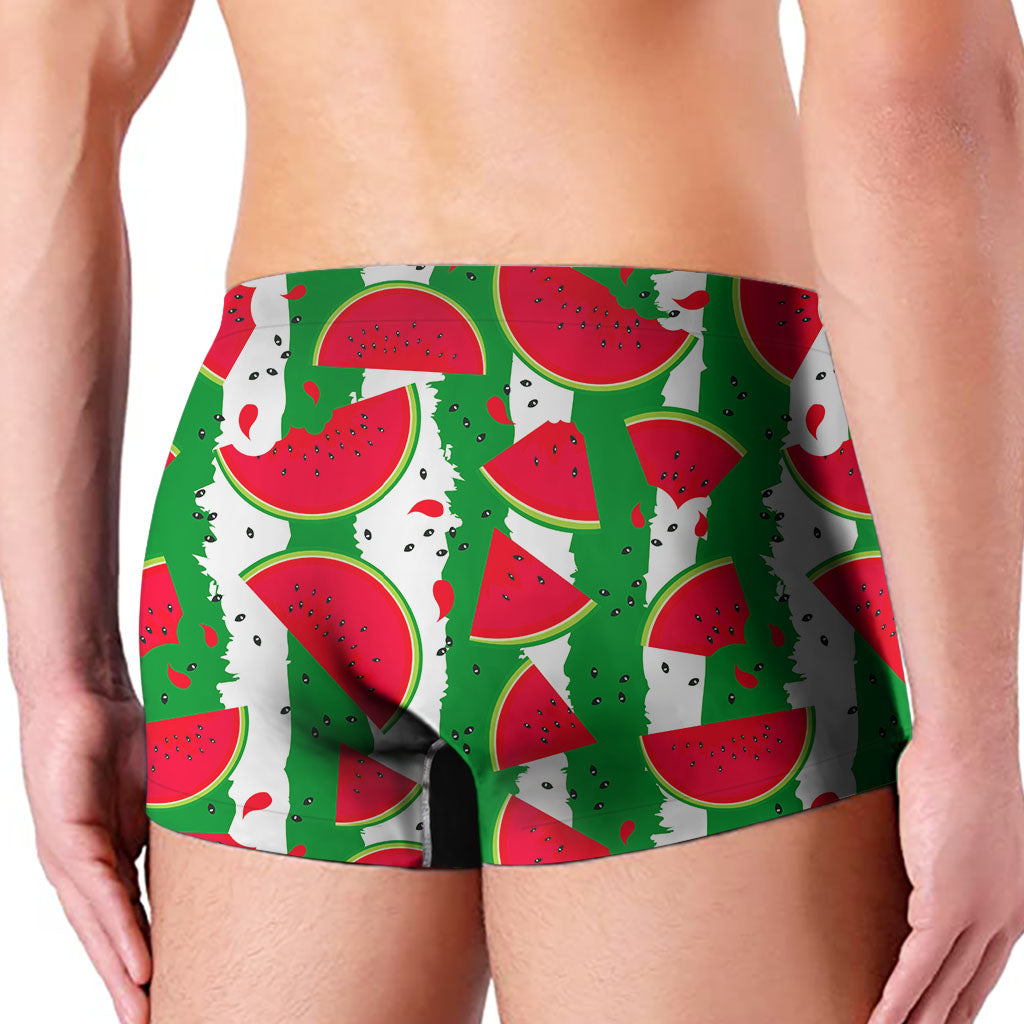 Green Stripes Watermelon Pattern Print Men's Boxer Briefs