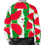 Green Stripes Watermelon Pattern Print Men's Crewneck Sweatshirt GearFrost