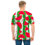 Green Stripes Watermelon Pattern Print Men's T-Shirt